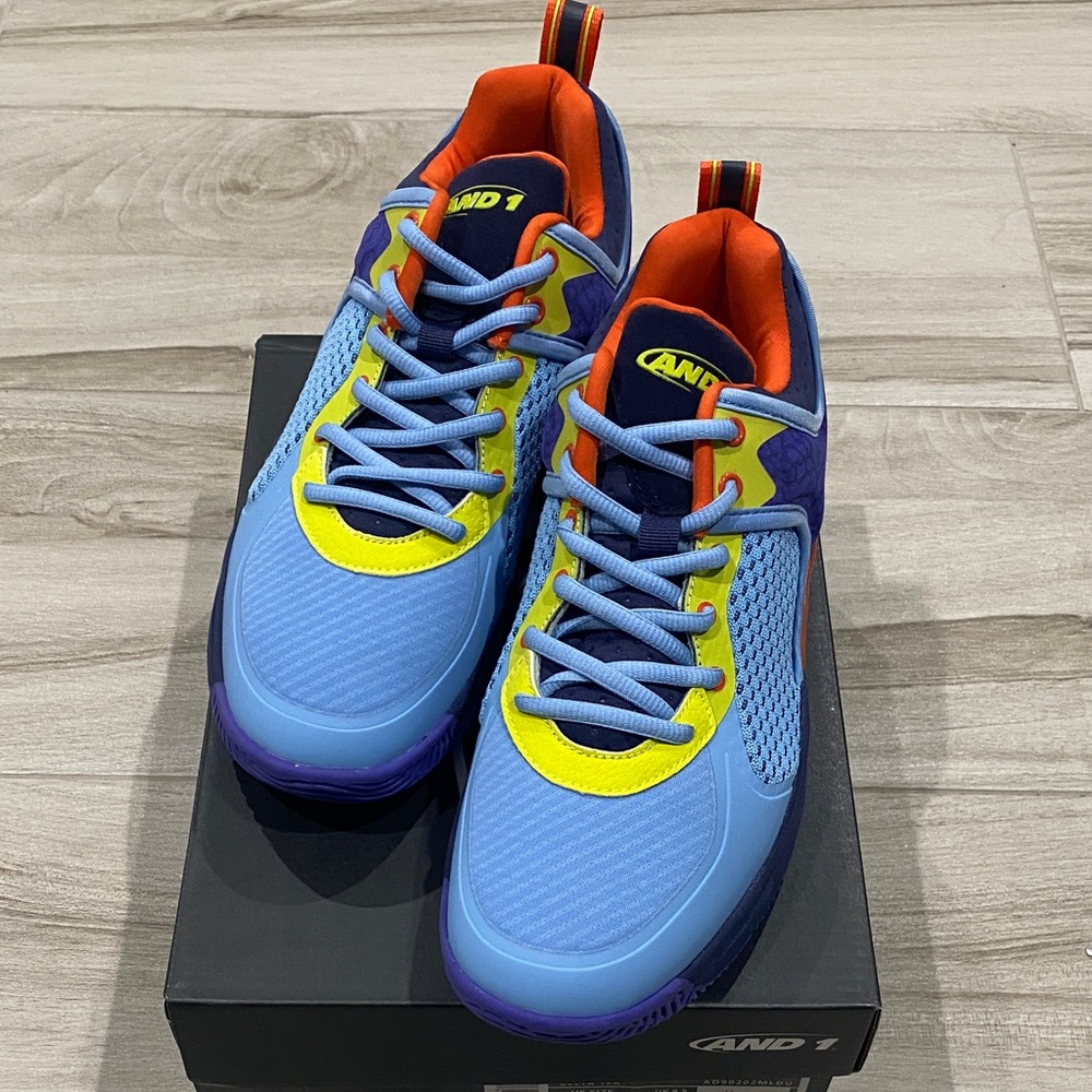 And 1 Delta TPR; blue, purple and yellow; Size 9 1/2; (NWT)